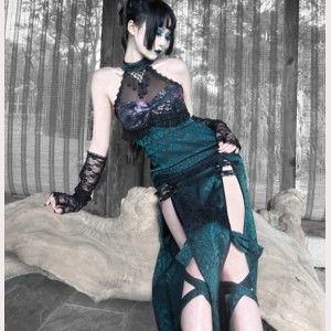 Serpent Cheogsam Gothic Dress by Blood Supply (BSY51)
